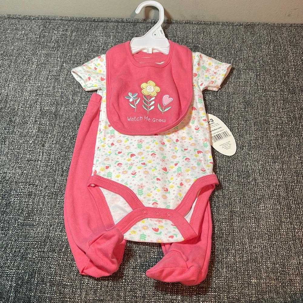 3pc Baby Girl Set Size 0-3 month (new)